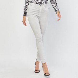 NWT Lands End Womens Mid Rise Slim Fit Ankle Jeans Pale Gray 14 33/34W $80 KK167